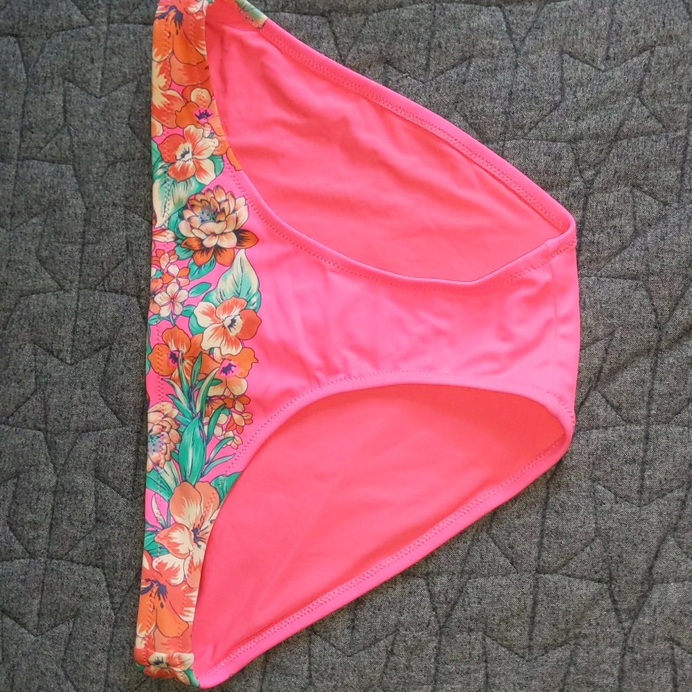 Neon Pink Floral Bikini Bottom